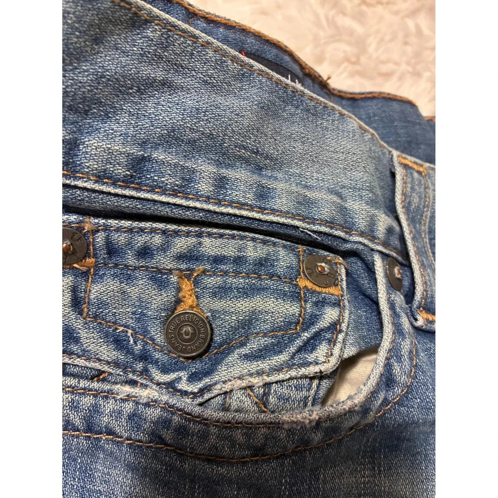 True Religion Ricky Relaxed Straight Leg Jeans Mens 28 Medium Wash Blue Denim
